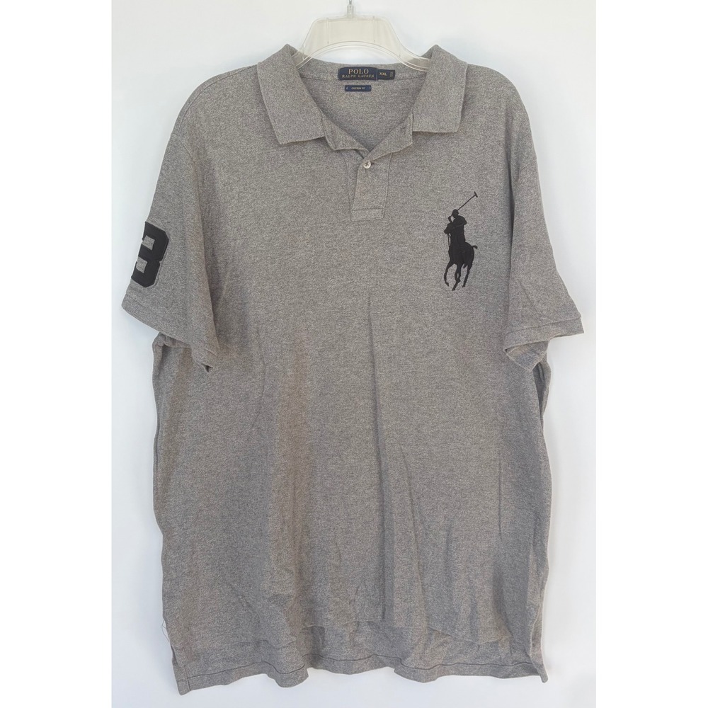 Polo Ralph Lauren Mens XXL Gray‎ Big Pony Custom Fit Short Sleeve Polo Shirt 3